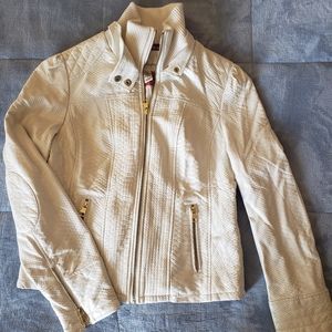 Daytrip white faux leather moto jacket